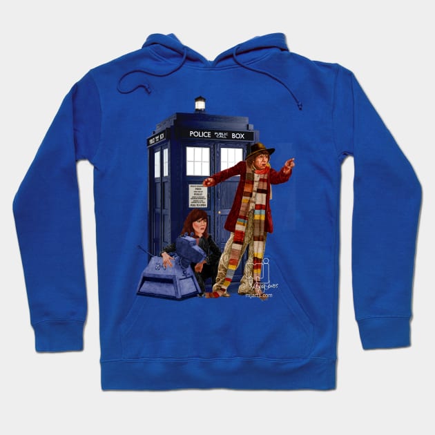 4th Doctor, Sarah Jane, K-9 and the TARDIS Hoodie by mjartscom